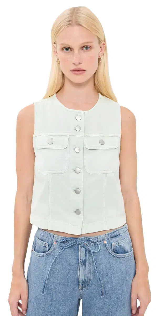 x hopbop Airy Denim Crop Vest toried ea