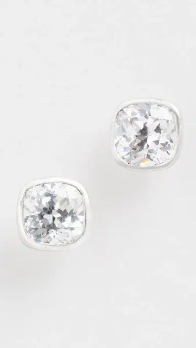 Shashi Cushion Bezel Studs Silver One Size | Thumbnail 2