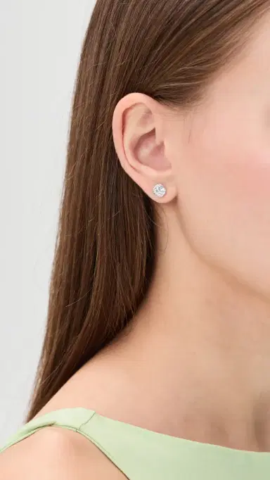 Shashi Cushion Bezel Studs Silver One Size | Thumbnail 3