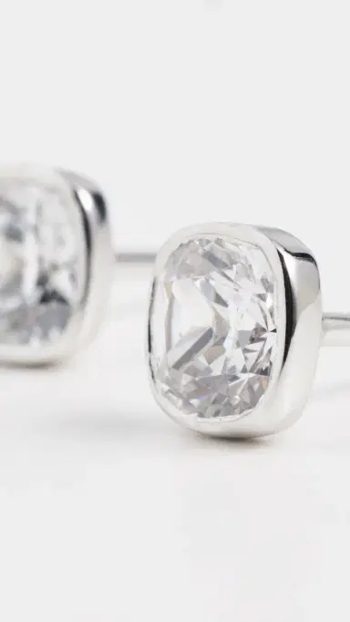 Shashi Cushion Bezel Studs Silver One Size | Thumbnail 4