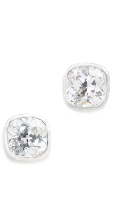 Shashi Cushion Bezel Studs Silver One Size | Thumbnail 1