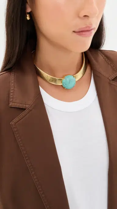Lele Sadoughi Stone Set Snake Chain Necklace Turquoise One Size | Thumbnail 3