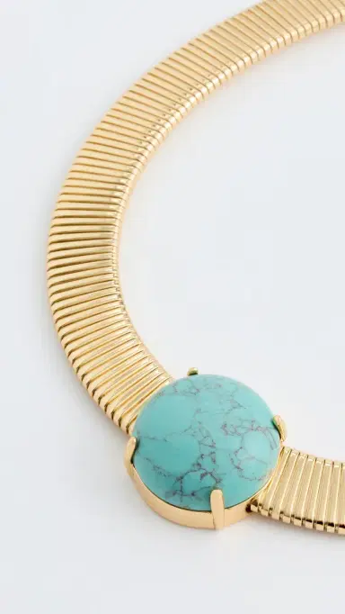 Lele Sadoughi Stone Set Snake Chain Necklace Turquoise One Size | Thumbnail 4