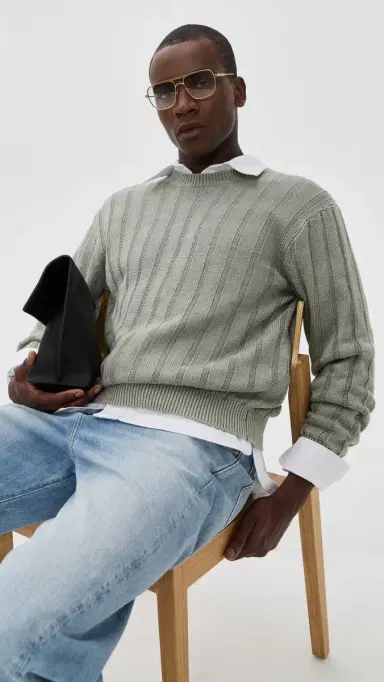 Madewell x Shopbop Wide Rib Linen Sweater Light age | Thumbnail 2 Madewell x Shopbop Wide Rib Linen Sweater Light age | Thumbnail 2