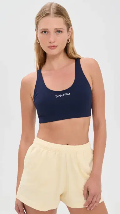 Sporty & Rich ignature Logo ports Bra Dark Navy White | Thumbnail 2