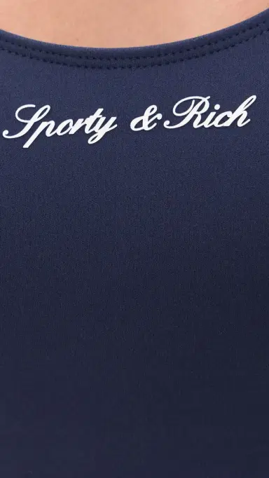 Sporty & Rich ignature Logo ports Bra Dark Navy White | Thumbnail 6