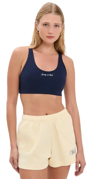 Sporty & Rich ignature Logo ports Bra Dark Navy White | Thumbnail 1