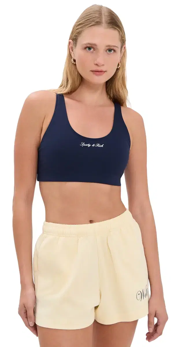 Sporty & Rich ignature Logo ports Bra Dark Navy White