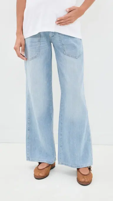 DL1961 x Bumpsuit Hepburn Wide Leg Maternity Jeans Beachfront 24 | Thumbnail 2