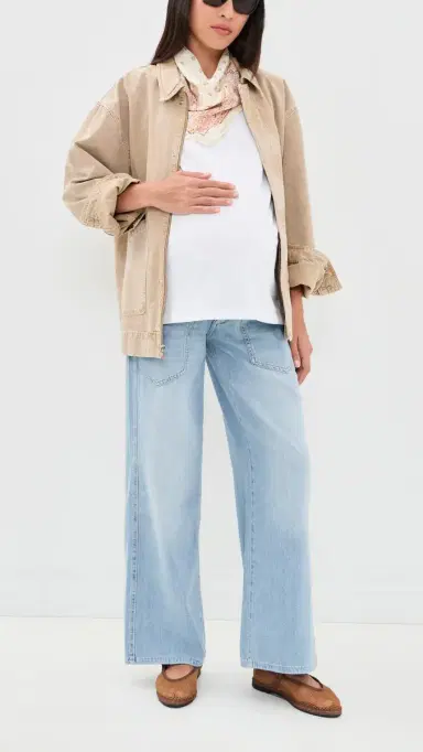 DL1961 x Bumpsuit Hepburn Wide Leg Maternity Jeans Beachfront 24 | Thumbnail 5