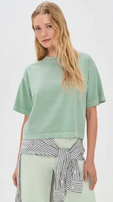 Madewell x Shopbop Boxy Crop Tee Pale Celadon | Thumbnail 2
