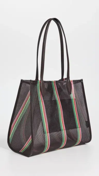 Madewell x Shopbop Mesh Lexington Tote Dark Brown Multi One Size | Thumbnail 4