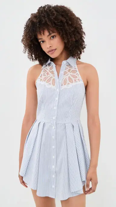 Fleur du Mal Halter Neck Poplin Dress East Hampton Stripe S | Thumbnail 2