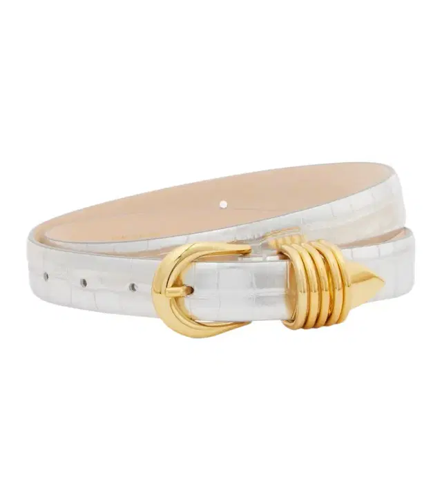 Déhanche Hollyhock croc-effect mirrored leather belt