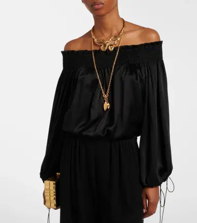 Chloé Chloé Off-shoulder silk satin top | Thumbnail 4
