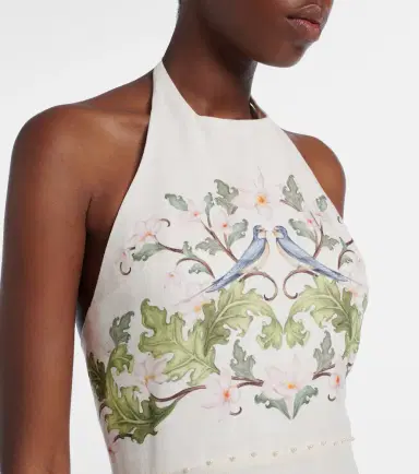 Agua by Agua Bendita Balsa Anhelo floral linen midi dress | Thumbnail 6