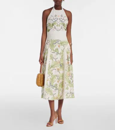 Agua by Agua Bendita Balsa Anhelo floral linen midi dress | Thumbnail 8