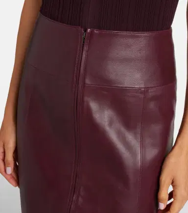 Victoria Beckham Leather midi skirt | Thumbnail 2