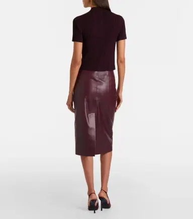 Victoria Beckham Leather midi skirt | Thumbnail 4