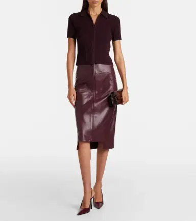 Victoria Beckham Leather midi skirt | Thumbnail 5