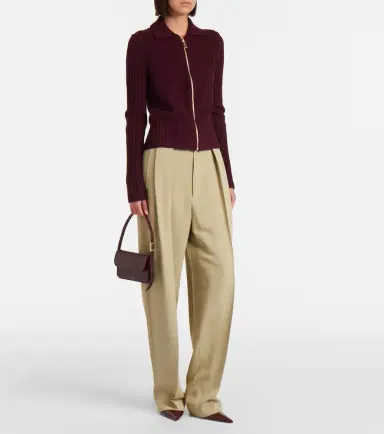 Victoria Beckham Wool and cashmere-blend zip-up cardigan | Thumbnail 4