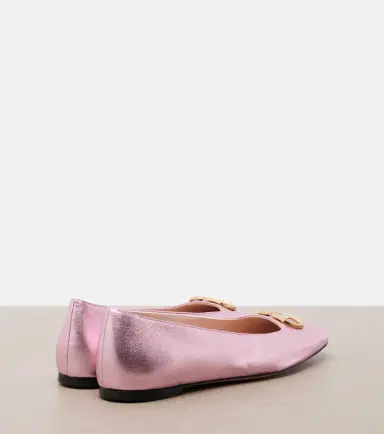 Valentino Garavani VLogo metallic leather ballet flats | Thumbnail 2