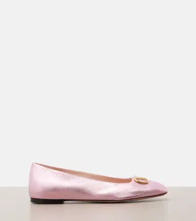 Valentino Garavani VLogo metallic leather ballet flats | Thumbnail 3