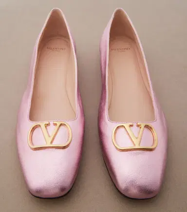 Valentino Garavani VLogo metallic leather ballet flats | Thumbnail 4