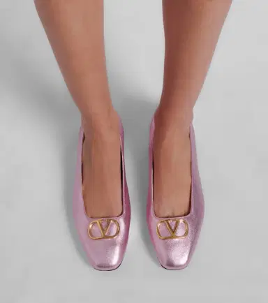 Valentino Garavani VLogo metallic leather ballet flats | Thumbnail 5