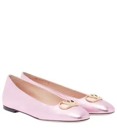 Valentino Garavani VLogo metallic leather ballet flats | Thumbnail 1