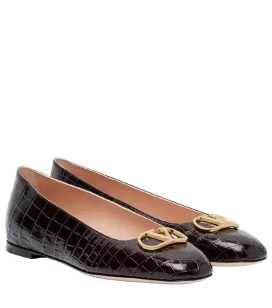 Valentino Garavani VLogo croc-effect leather ballet flats | Thumbnail 1 Valentino Garavani VLogo croc-effect leather ballet flats | Thumbnail 1