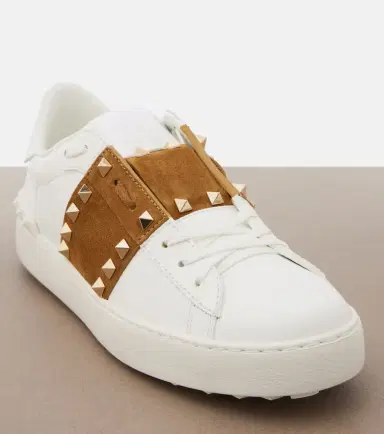 Valentino Garavani Rockstud suede-trimmed leather sneakers | Thumbnail 4 Valentino Garavani Rockstud suede-trimmed leather sneakers | Thumbnail 4