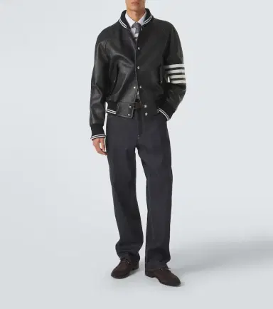 Thom Browne 4-Bar leather bomber jacket | Thumbnail 3