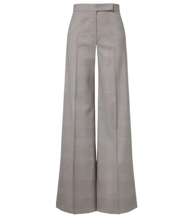 Checked virgin wool wide-leg pants