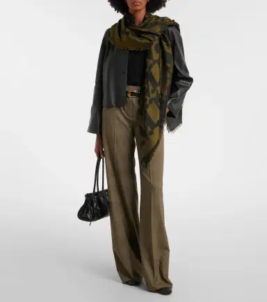 Max Mara Checked virgin wool wide-leg pants | Thumbnail 6
