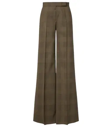 Max Mara Checked virgin wool wide-leg pants | Thumbnail 1
