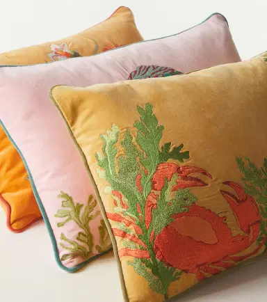 LES OTTOMANS Embroidered cotton velvet cushion | Thumbnail 2