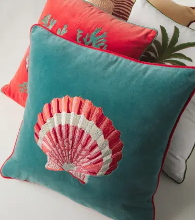 Les-Ottomans Embroidered cotton velvet cushion | Thumbnail 4