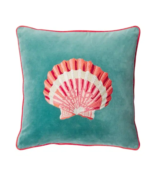 Les-Ottomans Embroidered cotton velvet cushion