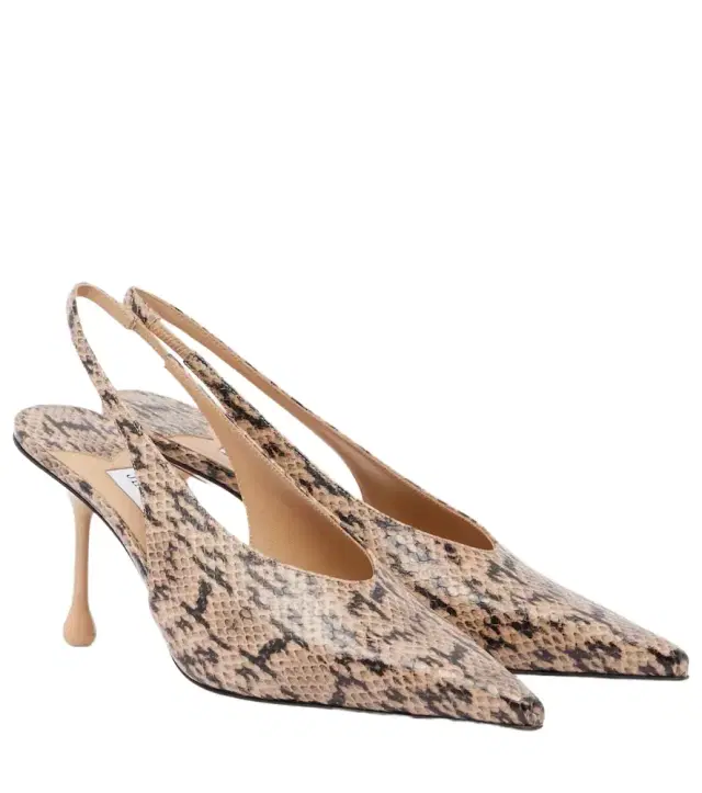 Isa snake-effect leather slingback pumps