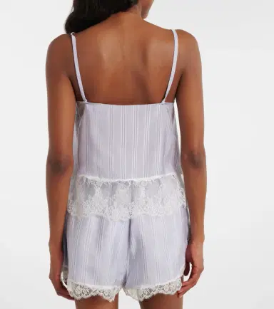 Frame Lace-trimmed striped silk camisole | Thumbnail 3
