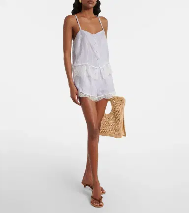 Frame Lace-trimmed striped silk camisole | Thumbnail 4