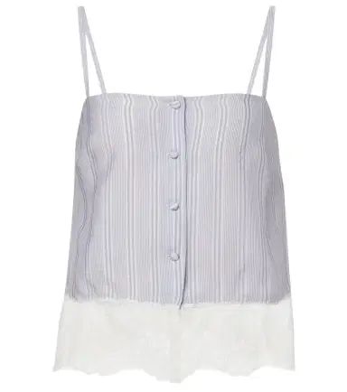 Frame Lace-trimmed striped silk camisole | Thumbnail 1
