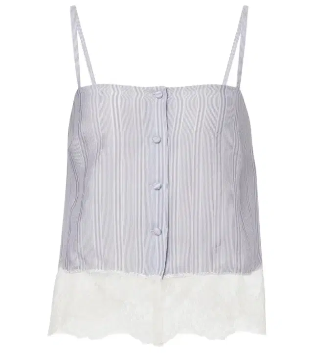 Frame Lace-trimmed striped silk camisole