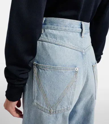 Bottega Veneta Intrecciato leather-trimmed wide-leg jeans | Thumbnail 3 Bottega Veneta Intrecciato leather-trimmed wide-leg jeans | Thumbnail 3