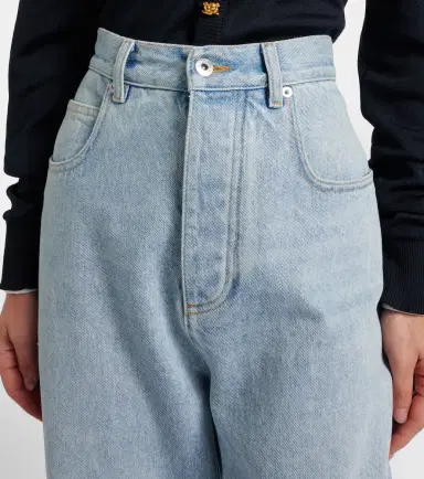 Bottega Veneta Intrecciato leather-trimmed wide-leg jeans | Thumbnail 6 Bottega Veneta Intrecciato leather-trimmed wide-leg jeans | Thumbnail 6