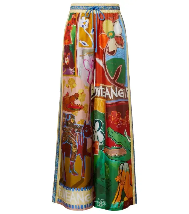 Alémais x MLAK printed silk twill wide-leg pants