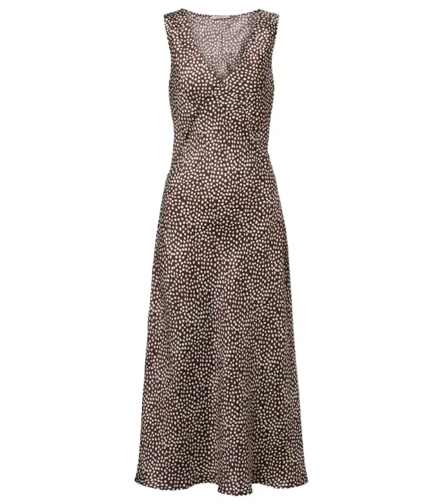 Provence polka-dot silk twill slip dress