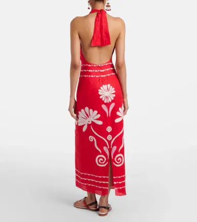 Cala de la Cruz Orly printed halterneck linen midi dress | Thumbnail 3