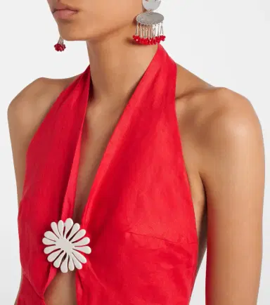 Cala de la Cruz Orly printed halterneck linen midi dress | Thumbnail 4